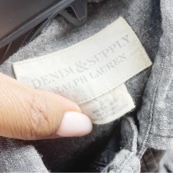 Denim & Supply Black Chambray Flag Ward Long Sleeve Shirt Mens Size Small - Picture 3 of 4